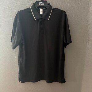 Men's Love & Sports Black Performance Polo Shirt | Size M | Athletic Golf Shirt
